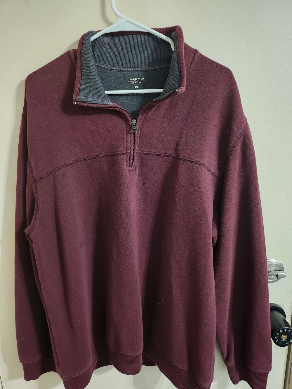 Arrow Men's Burgundy Half-Zip Pullover Sweater Size: XL USED: Good